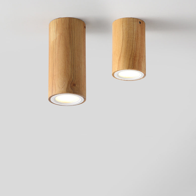 Moderne Holz-Deckenleuchte LED – Gummibaumholz und Acryl, 3 Größen