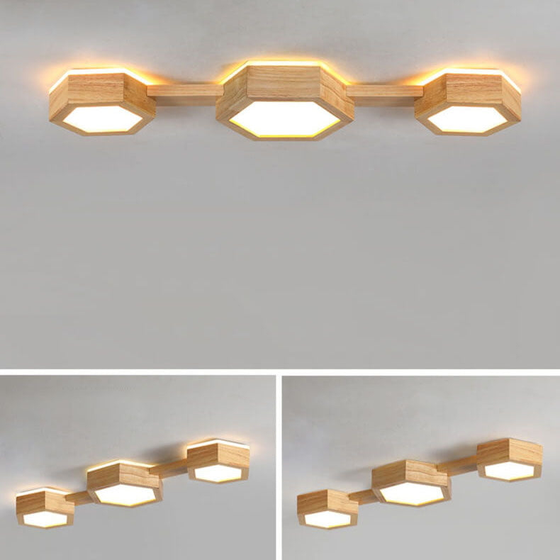 Moderne Japandi-Holz-Deckenleuchte LED – 1/2/3 Spots