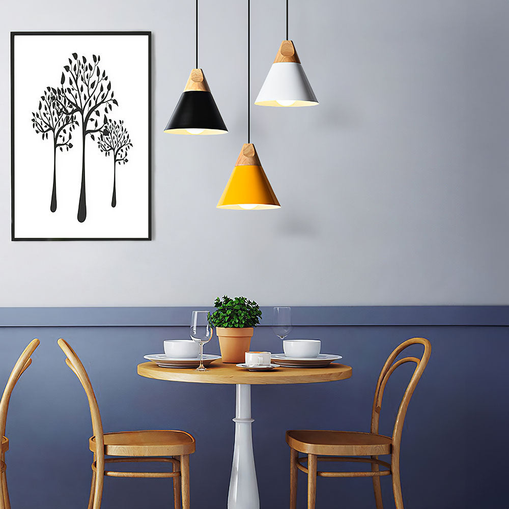 Ovia – Skandinavische Pendelleuchte aus Holz und Aluminium, minimalistisches Design