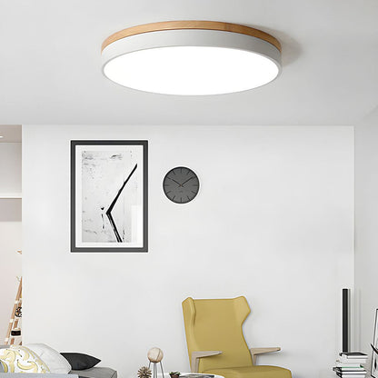 Tröde – Runde Holz-Deckenleuchte LED im skandinavischen Stil – Eleganter Minimalismus und warmes Licht