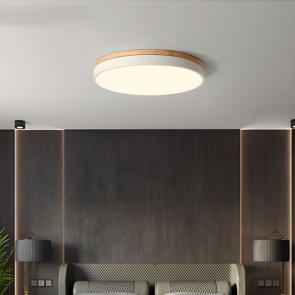 Tröde – Runde Holz-Deckenleuchte LED im skandinavischen Stil – Eleganter Minimalismus und warmes Licht