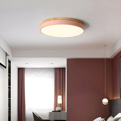 Tröde – Runde Holz-Deckenleuchte LED im skandinavischen Stil – Eleganter Minimalismus und warmes Licht