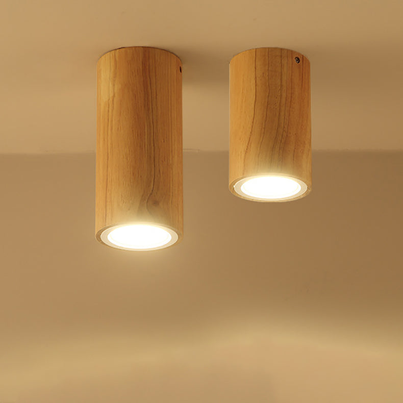 Moderne Holz-Deckenleuchte LED – Gummibaumholz und Acryl, 3 Größen