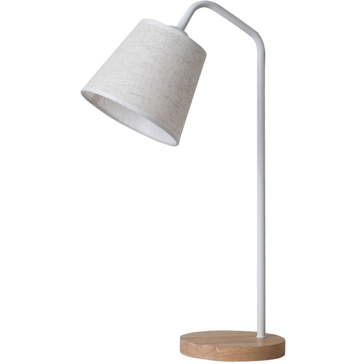 Moderne Tischleuchte aus Leinen, Metall und Holz – integrierte LED mit USB/Stecker