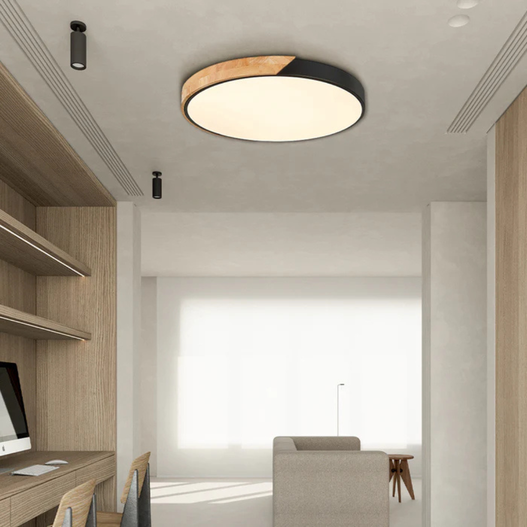 LED-Deckenlampe im skandinavischen Stil aus Holz und Acryl