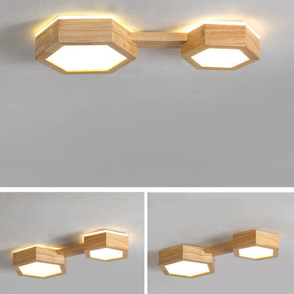 Moderne Japandi-Holz-Deckenleuchte LED – 1/2/3 Spots