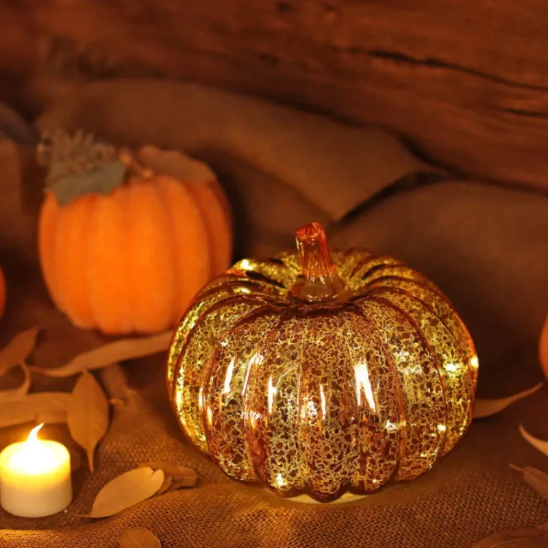 Mundgeblasene Glasleuchte Herbstedition – Mit Timer und Warmweißem Licht