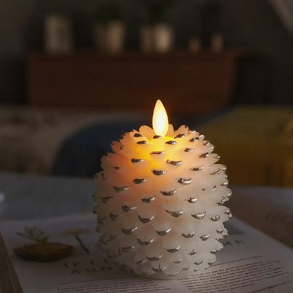 Herbstliche Kiefernzapfen-Beleuchtung – 2er-Set mit realistischem LED-Flammeneffekt