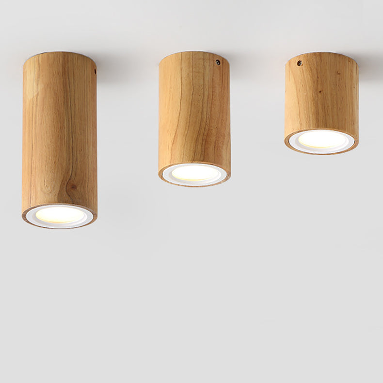 Moderne Holz-Deckenleuchte LED – Gummibaumholz und Acryl, 3 Größen