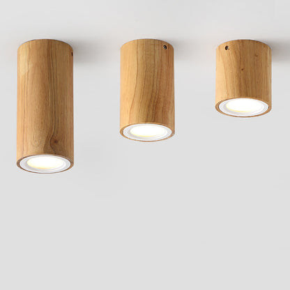 Moderne Holz-Deckenleuchte LED – Gummibaumholz und Acryl, 3 Größen