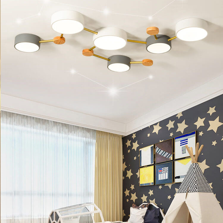 Modulare moderne LED-Deckenleuchte aus Holz und Acryl im schlichten Design