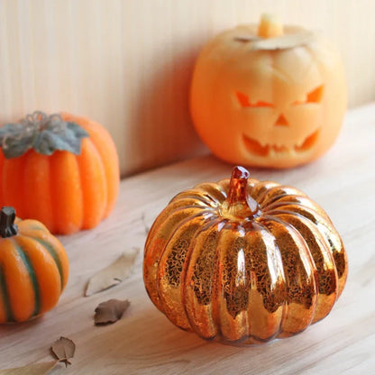 Mundgeblasene Glasleuchte Herbstedition – Mit Timer und Warmweißem Licht