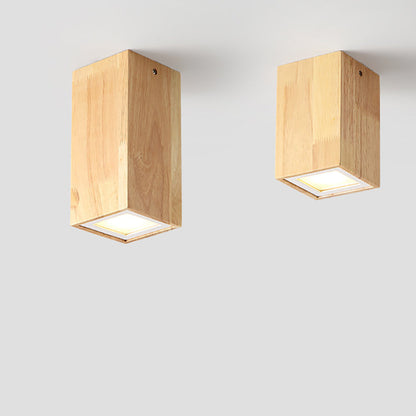 Moderne Holz-Deckenleuchte LED – Gummibaumholz und Acryl, 3 Größen