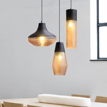 Moderne Glas-Pendelleuchte in Transparent oder Schwarz