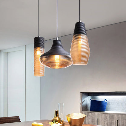 Moderne Glas-Pendelleuchte in Transparent oder Schwarz
