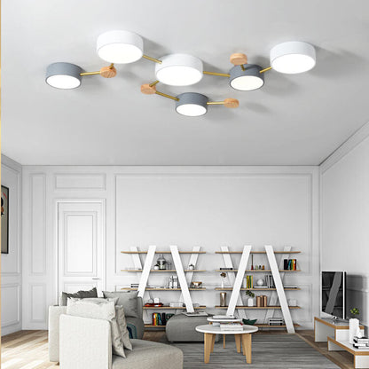 Modulare moderne LED-Deckenleuchte aus Holz und Acryl im schlichten Design