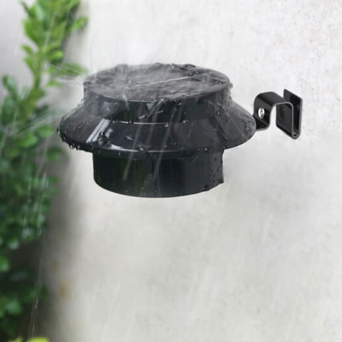 Industrielle Solar-Wandleuchte – Schwarz/Weiß – Wetterfest