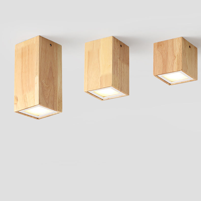 Moderne Holz-Deckenleuchte LED – Gummibaumholz und Acryl, 3 Größen
