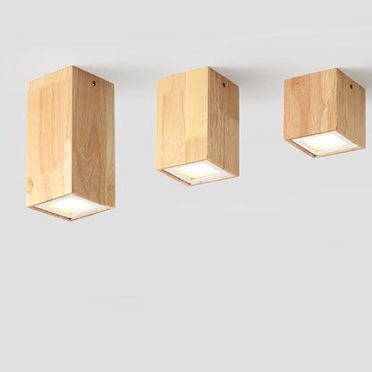 Moderne Holz-Deckenleuchte LED – Gummibaumholz und Acryl, 3 Größen