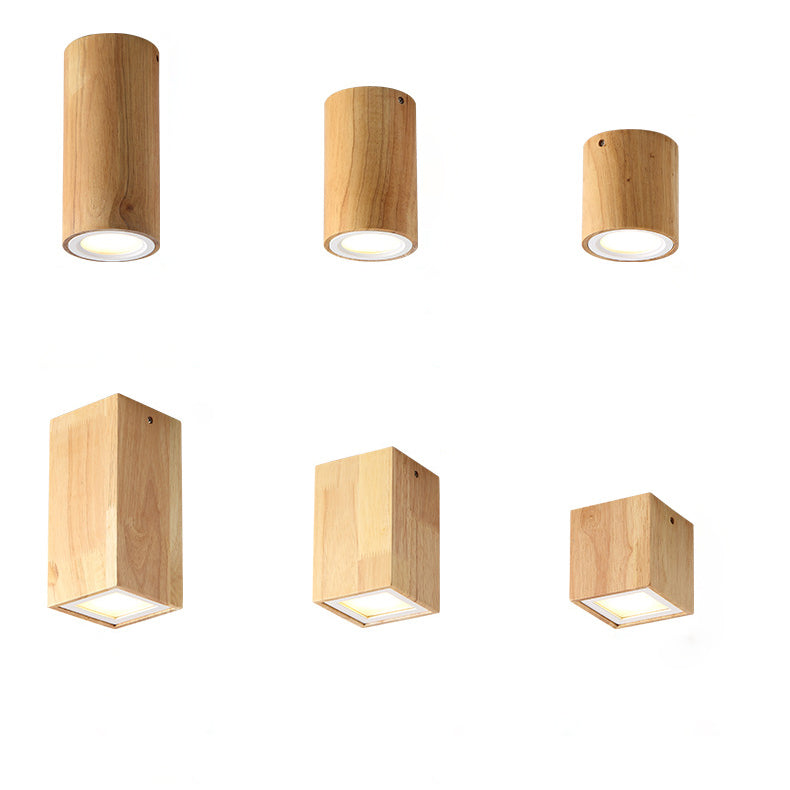 Moderne Holz-Deckenleuchte LED – Gummibaumholz und Acryl, 3 Größen