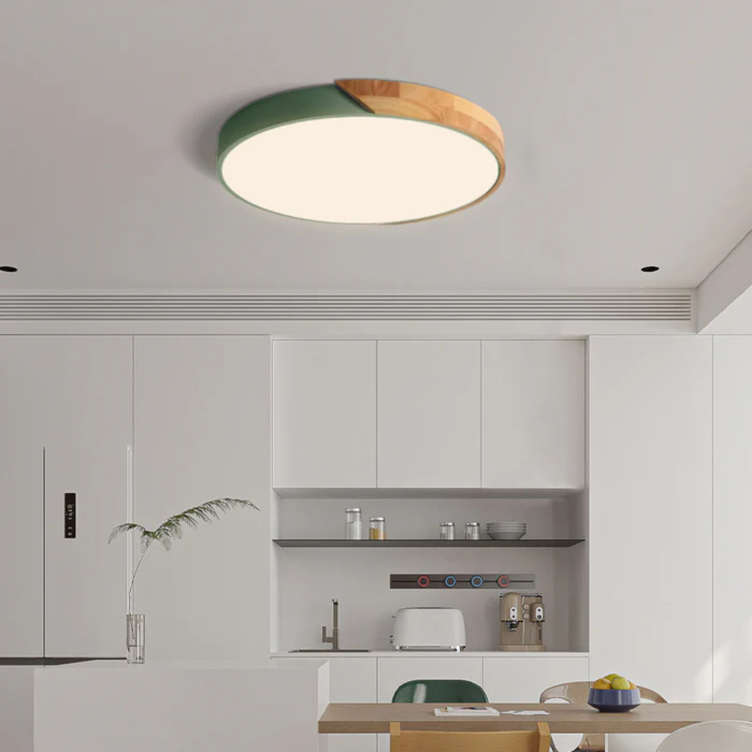 LED-Deckenlampe im skandinavischen Stil aus Holz und Acryl