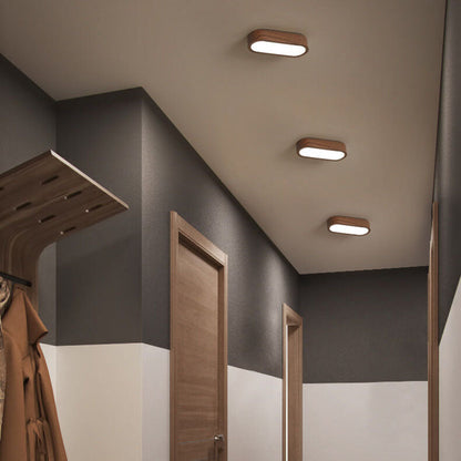 Moderne Holz-Deckenleuchte – Eschen-/Nussholz-Optik – LED 8W
