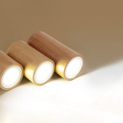 Moderne Holz-Deckenleuchte LED – Gummibaumholz und Acryl, 3 Größen