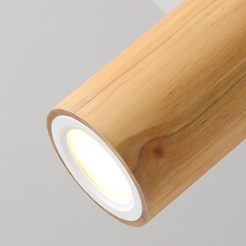 Moderne Holz-Deckenleuchte LED – Gummibaumholz und Acryl, 3 Größen