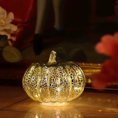 Mundgeblasene Glasleuchte Herbstedition – Mit Timer und Warmweißem Licht