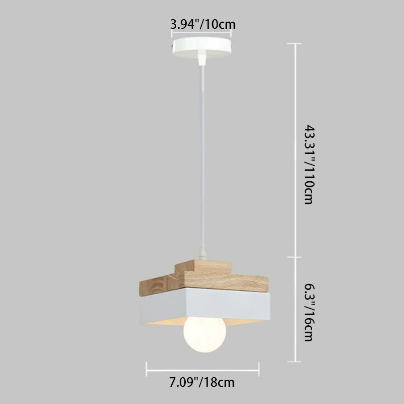 Moderne Pendelleuchte aus Metall und Holz – Schwarz oder Weiß mit verstellbarem Kabel