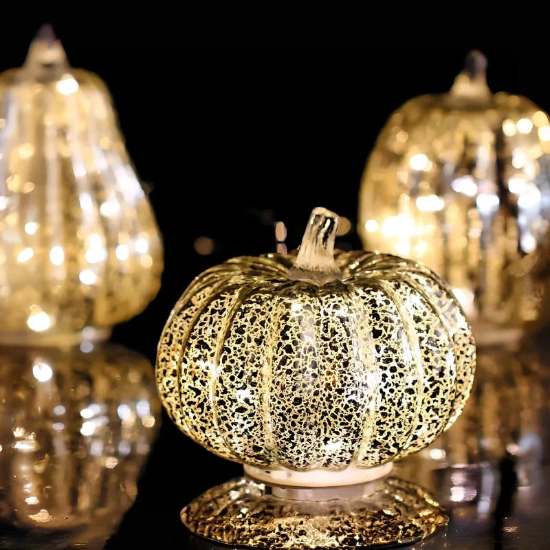 Mundgeblasene Glasleuchte Herbstedition – Mit Timer und Warmweißem Licht