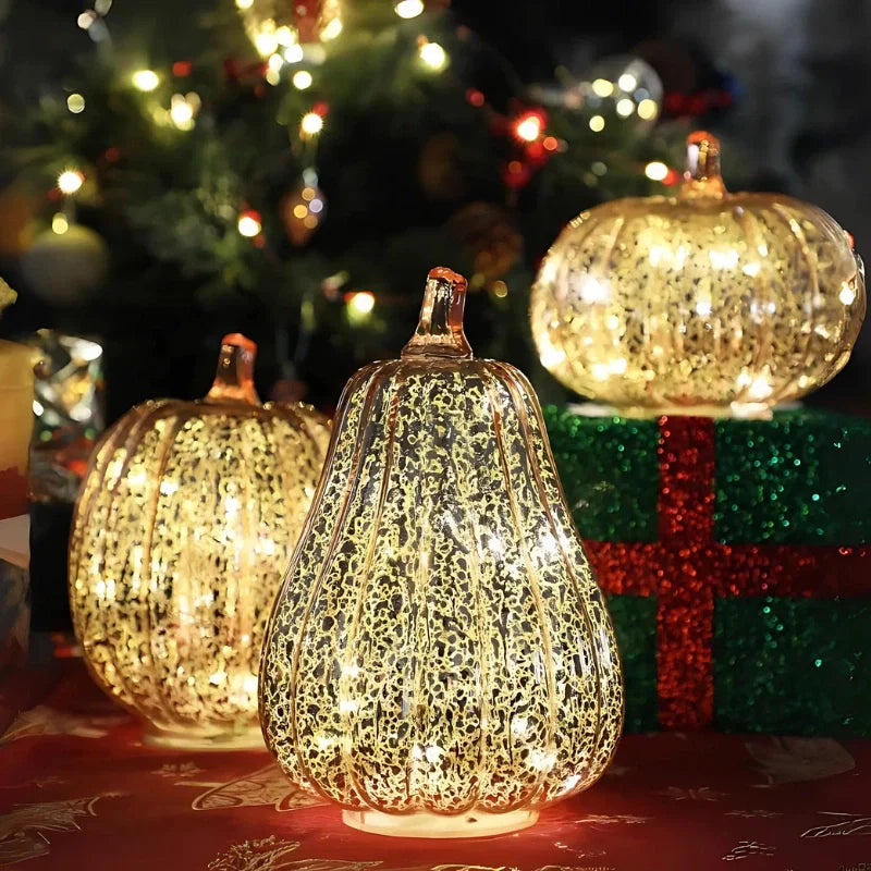 Mundgeblasene Glasleuchte Herbstedition – Mit Timer und Warmweißem Licht