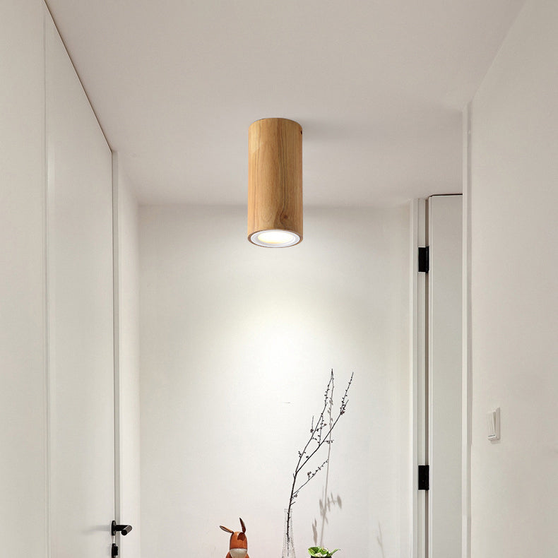 Moderne Holz-Deckenleuchte LED – Gummibaumholz und Acryl, 3 Größen
