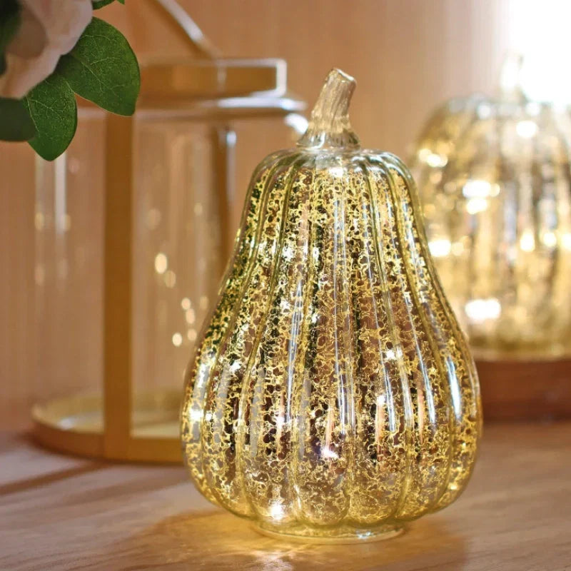 Mundgeblasene Glasleuchte Herbstedition – Mit Timer und Warmweißem Licht