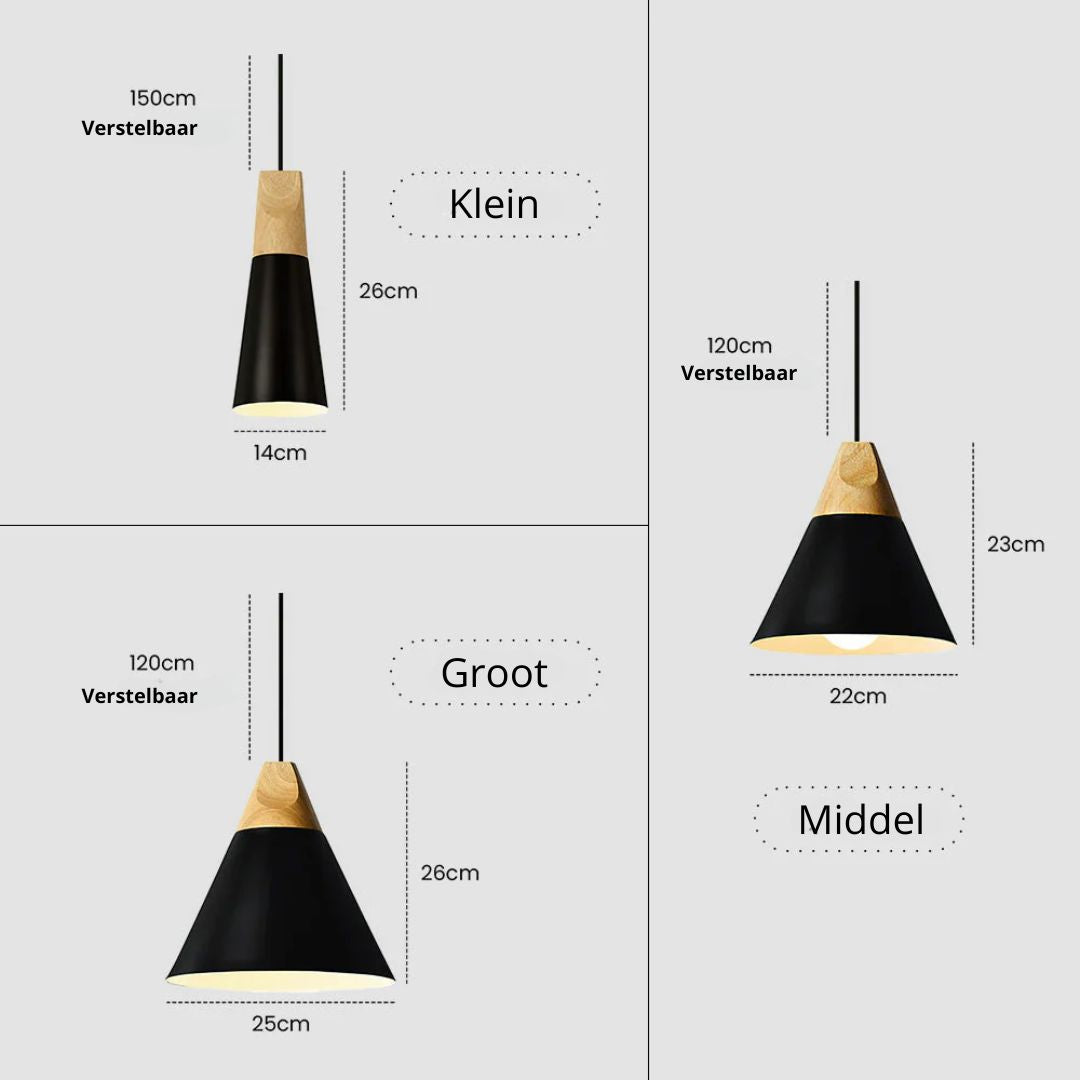 Ovia – Skandinavische Pendelleuchte aus Holz und Aluminium, minimalistisches Design