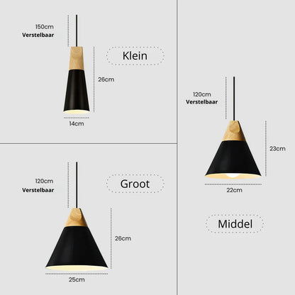 Ovia – Skandinavische Pendelleuchte aus Holz und Aluminium, minimalistisches Design