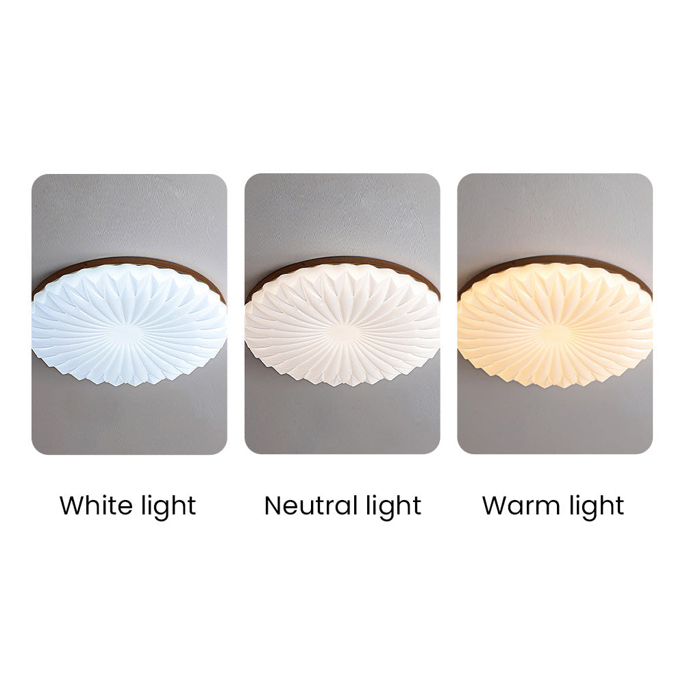 Französische beige-weiße LED-Deckenlampe – Holz und Acryl mit 3-Farben-Licht