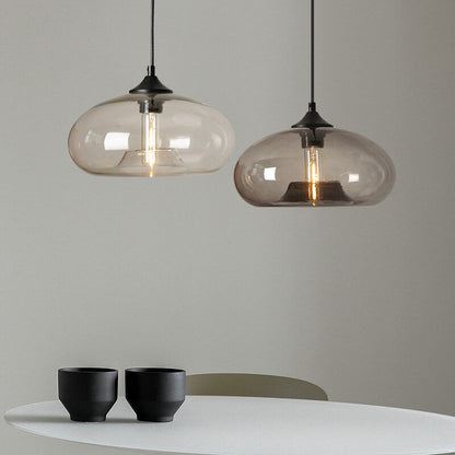 Industrielle Glas-Pendelleuchte – Ø28 cm, mehrere Farben, Fassung E26