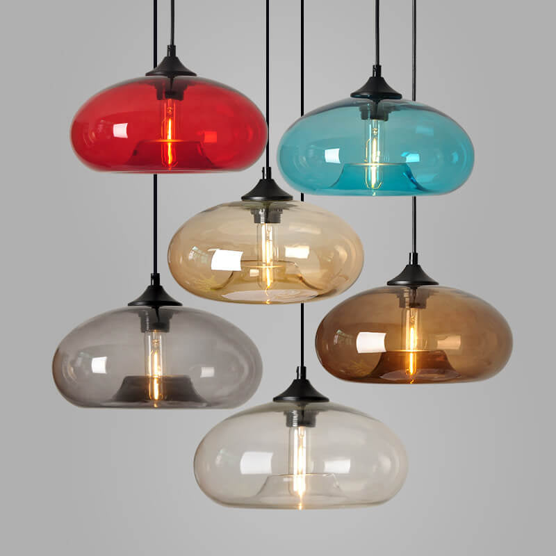 Industrielle Glas-Pendelleuchte – Ø28 cm, mehrere Farben, Fassung E26