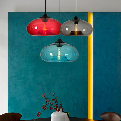 Industrielle Glas-Pendelleuchte – Ø28 cm, mehrere Farben, Fassung E26