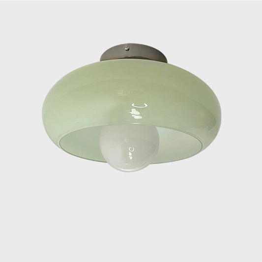 Elegante Glas-Deckenleuchte halb versenkt im Mid-Century-Stil