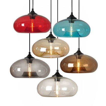 Industrielle Glas-Pendelleuchte – Ø28 cm, mehrere Farben, Fassung E26
