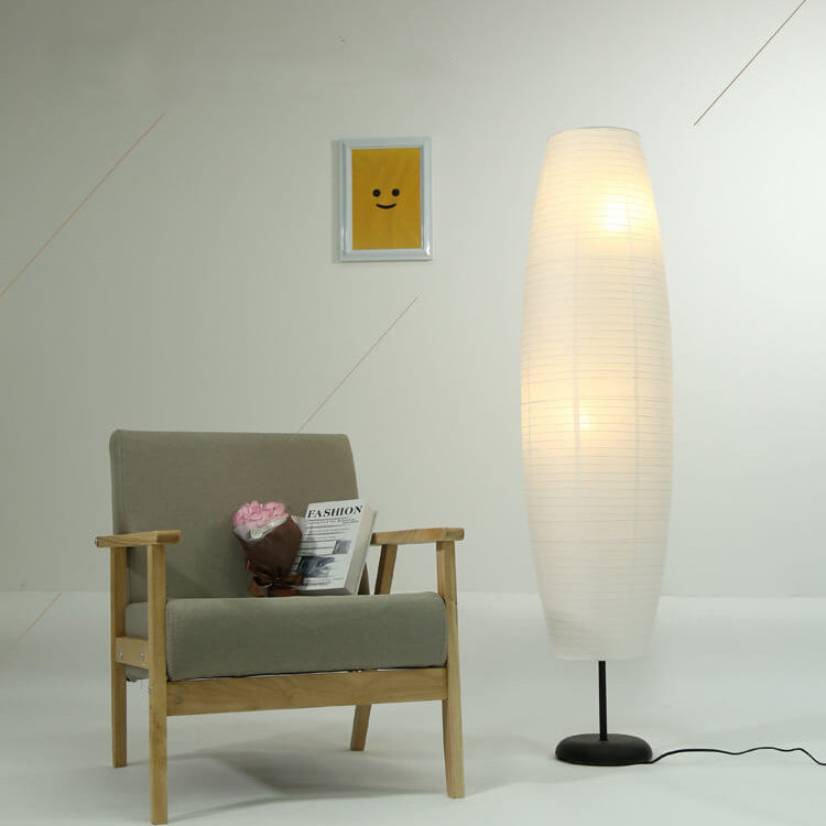 Moderne Japandi-Stehlampe mit Papierschirm