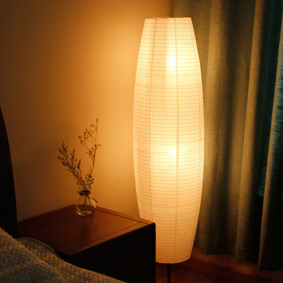Moderne Japandi-Stehlampe mit Papierschirm