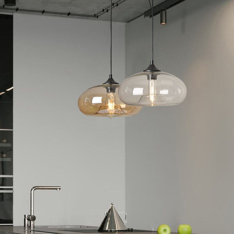 Industrielle Glas-Pendelleuchte – Ø28 cm, mehrere Farben, Fassung E26