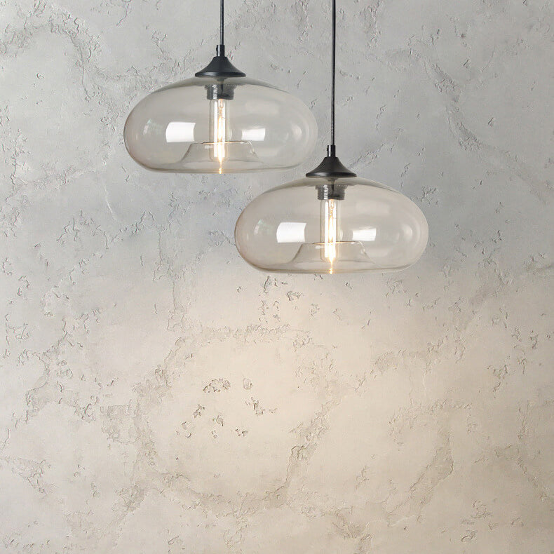 Industrielle Glas-Pendelleuchte – Ø28 cm, mehrere Farben, Fassung E26