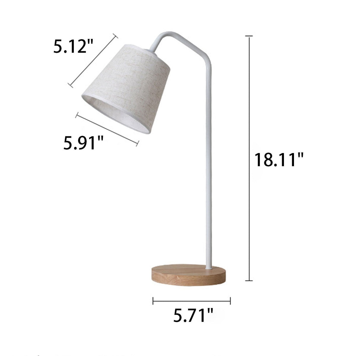 Moderne Tischleuchte aus Leinen, Metall und Holz – integrierte LED mit USB/Stecker