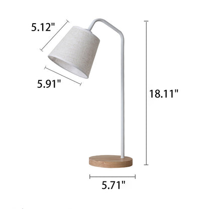 Moderne Tischleuchte aus Leinen, Metall und Holz – integrierte LED mit USB/Stecker