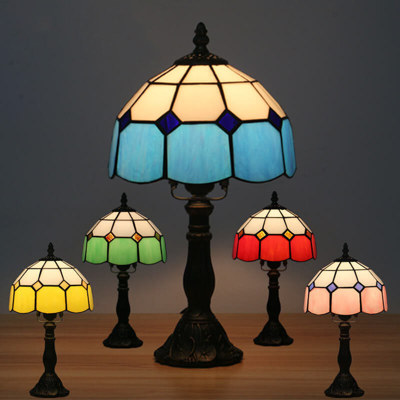 Designer-Tischlampe – Handgefertigtes Tiffany-Glas in verschiedenen Farben