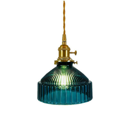 Industrielle Pendelleuchte aus Glas und Metall